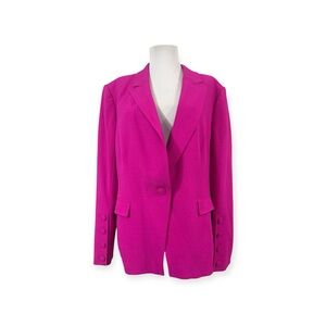 Tahari Women's Size 18 2X Suit Blazer Jacket Hot Pink Lined Long Sleeves Pockets